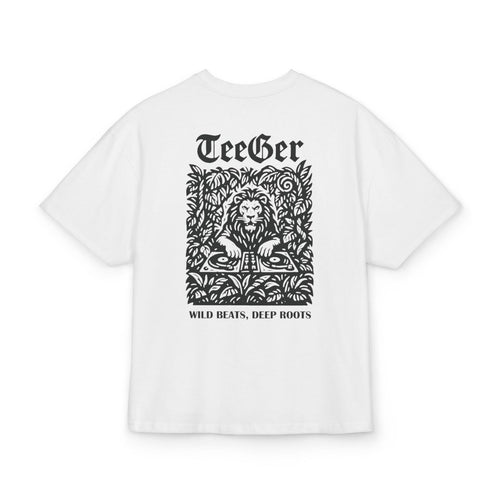 Claire TeeGer Jungle Lion - Oversized DJ Roots Backprint Shirt - TeeGerDesign - T-Shirt - Backprint