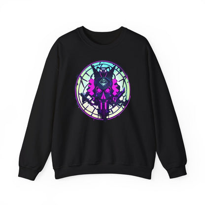 Cyberpunk Stil Sweatshirt – Neon Cyborg Design, Dystopisches Logo - TeeGerDesign - Sweatshirt - Crew neck