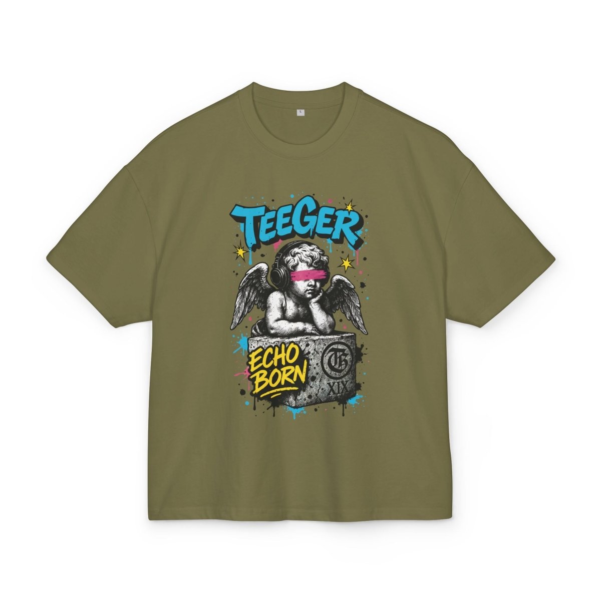 Dina TeeGer Echo Born - Oversized Urban Angel Frontprint Shirt - TeeGerDesign - T-Shirt - BY163