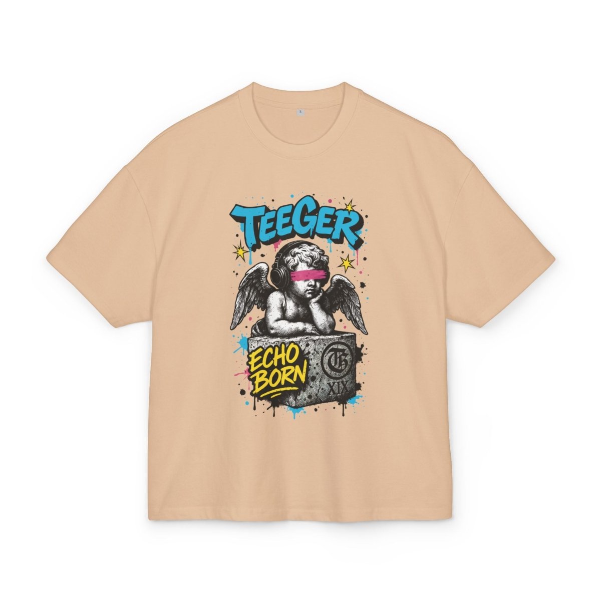 Dina TeeGer Echo Born - Oversized Urban Angel Frontprint Shirt - TeeGerDesign - T-Shirt - BY163