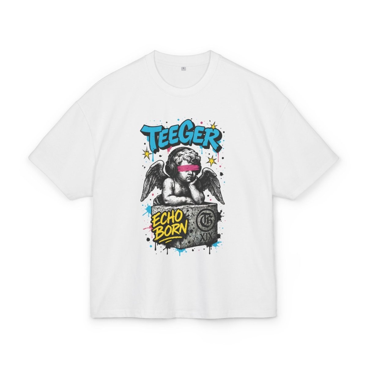 Dina TeeGer Echo Born - Oversized Urban Angel Frontprint Shirt - TeeGerDesign - T-Shirt - BY163