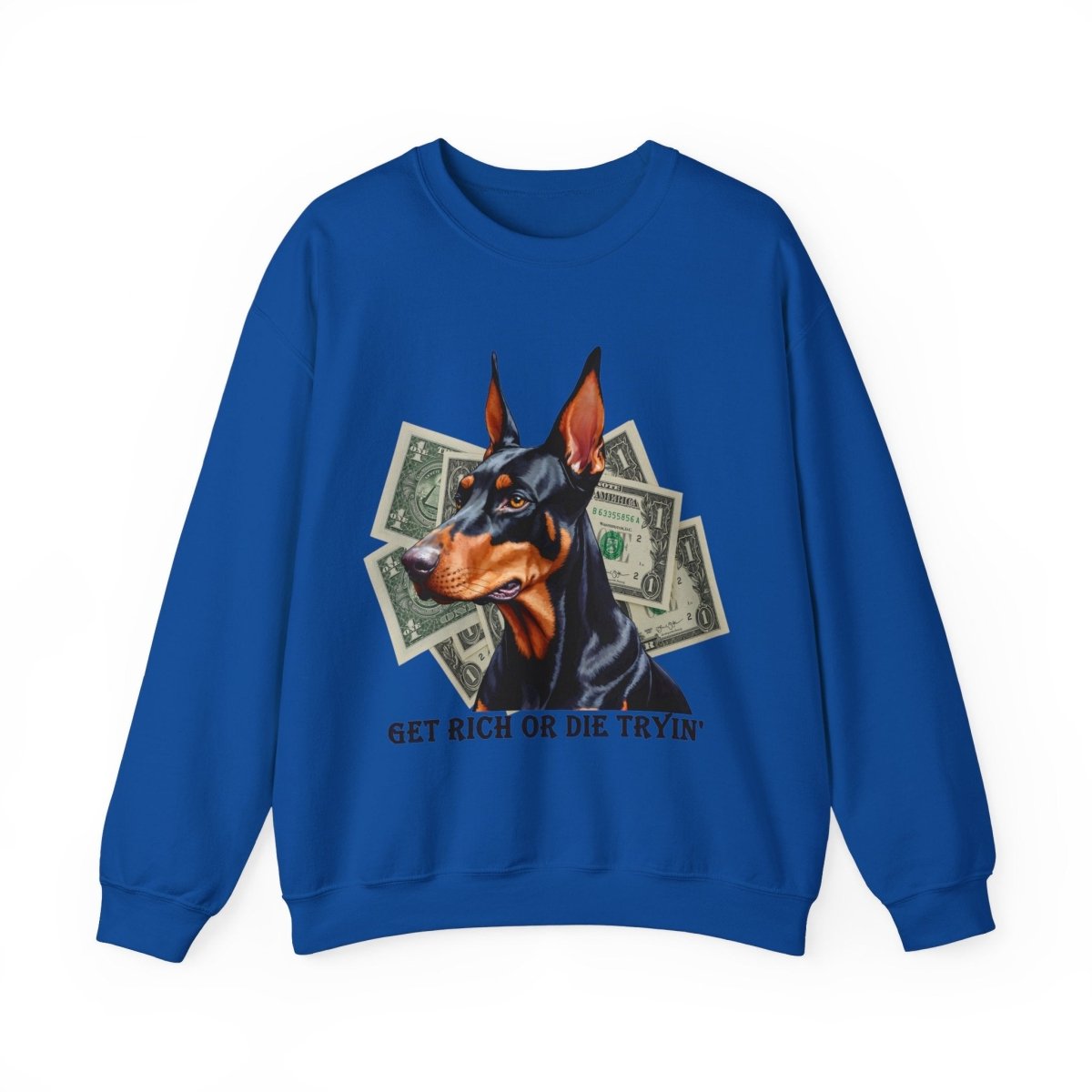 Dobermann Sweatshirt mit Dollarnoten - Design - TeeGerDesign - Sweatshirt - Crew neck