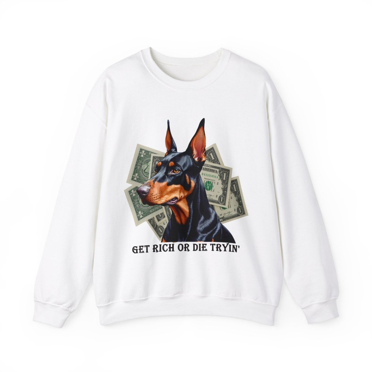 Dobermann Sweatshirt mit Dollarnoten - Design - TeeGerDesign - Sweatshirt - Crew neck