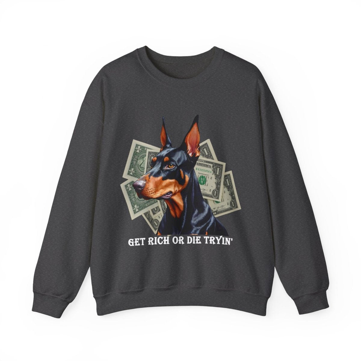 Dobermann Sweatshirt mit Dollarnoten - Design - TeeGerDesign - Sweatshirt - Crew neck