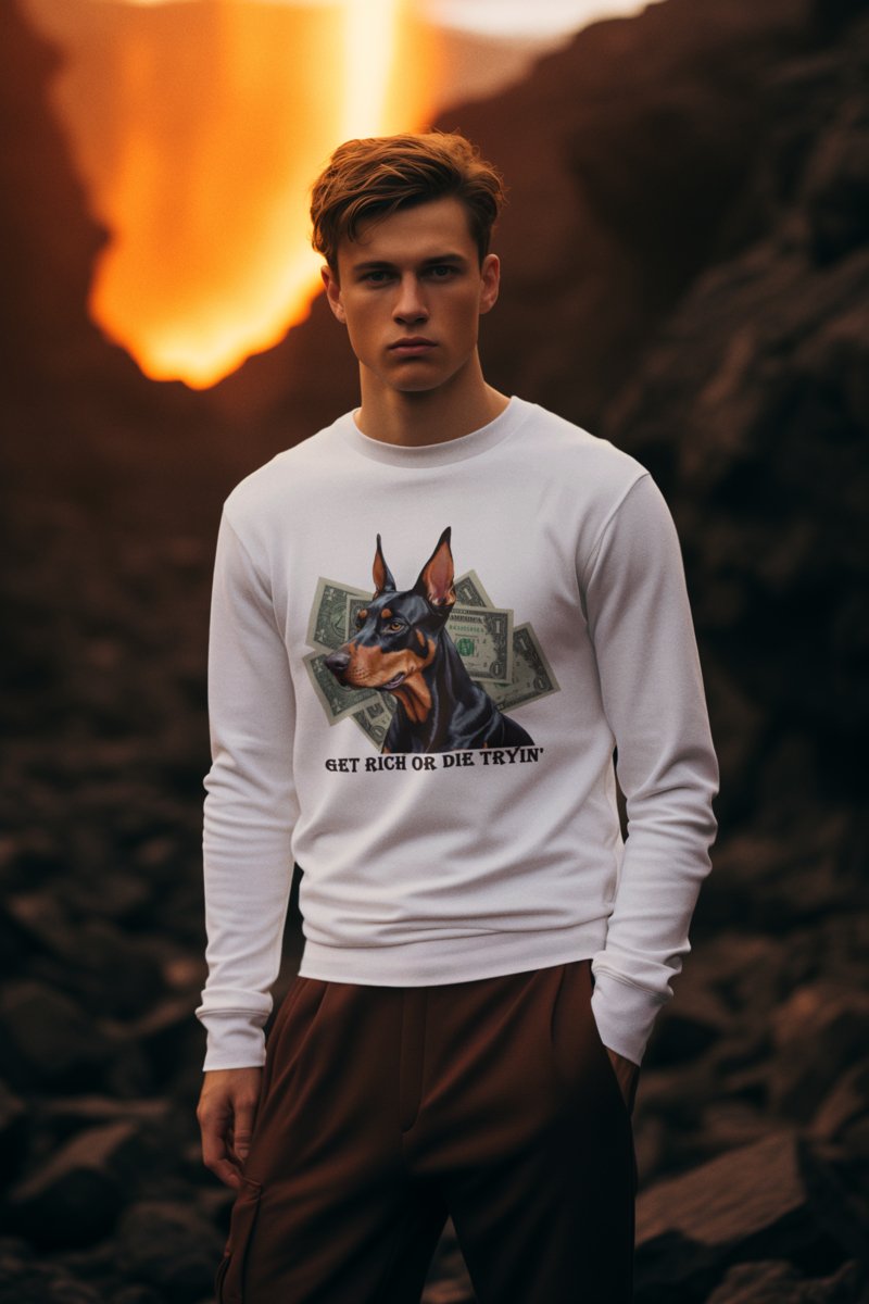 Dobermann Sweatshirt mit Dollarnoten - Design - TeeGerDesign - Sweatshirt - Crew neck