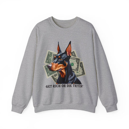 Dobermann Sweatshirt mit Dollarnoten - Design - TeeGerDesign - Sweatshirt - Crew neck