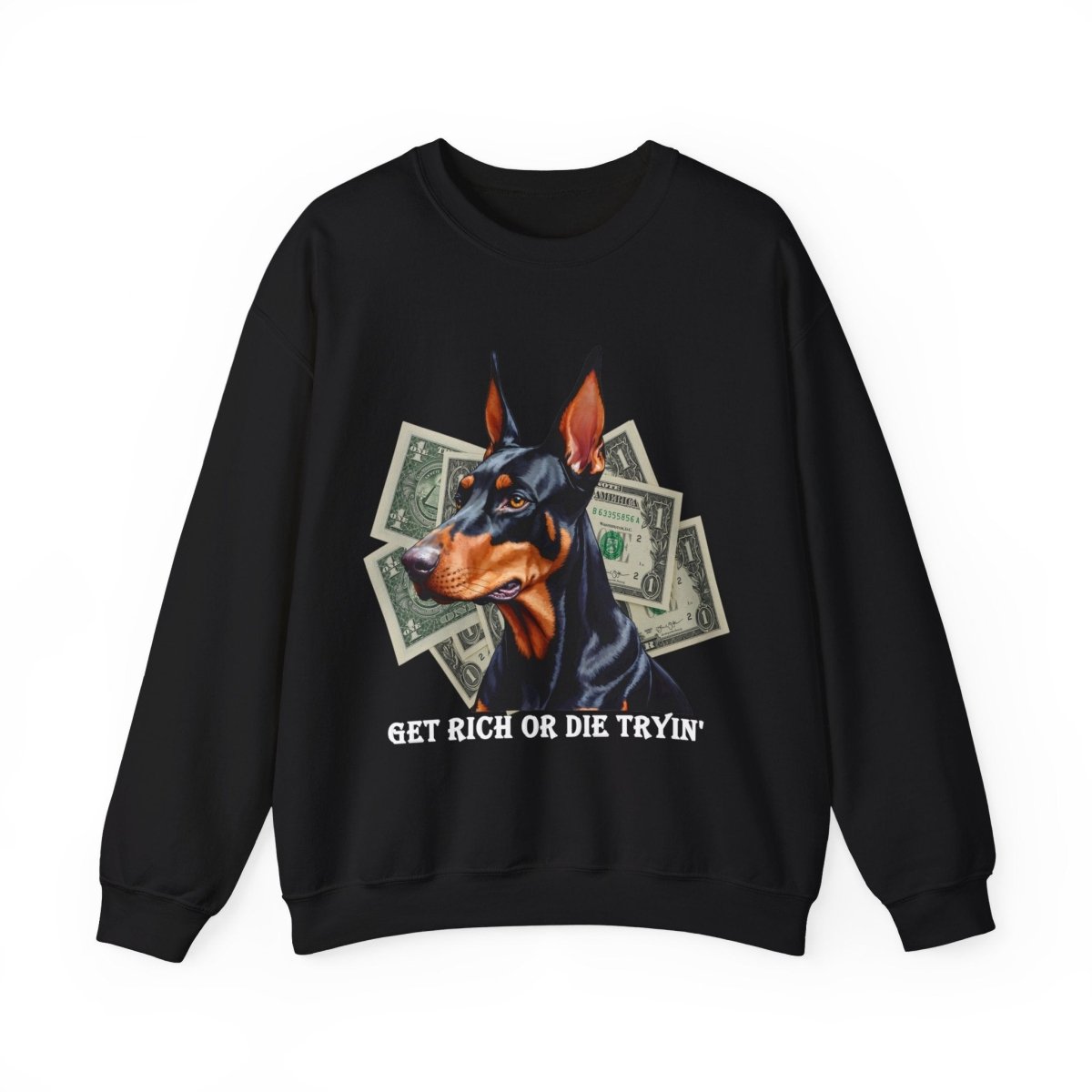 Dobermann Sweatshirt mit Dollarnoten - Design - TeeGerDesign - Sweatshirt - Crew neck