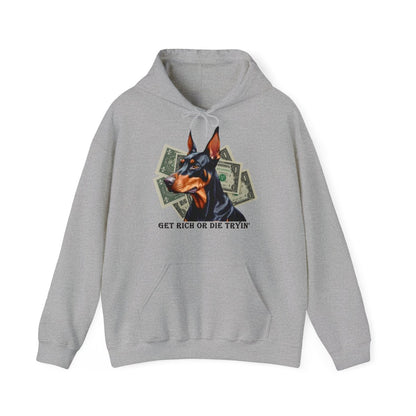 Exklusiver Dobermann Hoodie – Get Rich or Die Tryin - TeeGerDesign - Hoodie - DTG