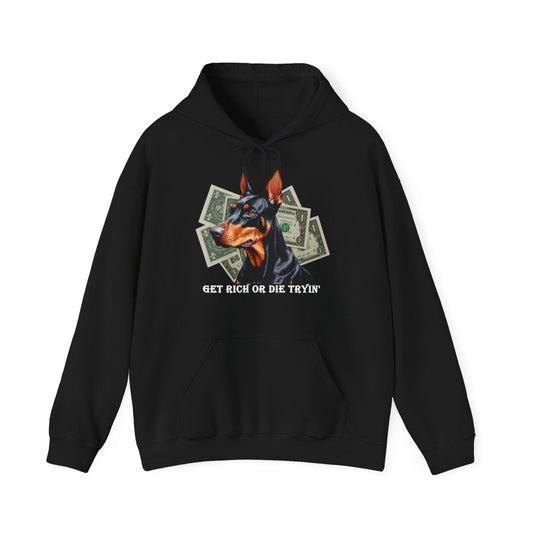 Exklusiver Dobermann Hoodie – Get Rich or Die Tryin - TeeGerDesign - Hoodie - DTG