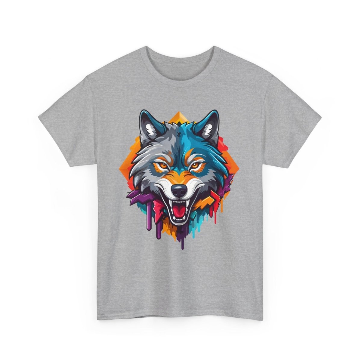 Farbenfrohes Wolf T - Shirt - Kunstvoller Druck - TeeGerDesign - T - Shirt - Crew neck