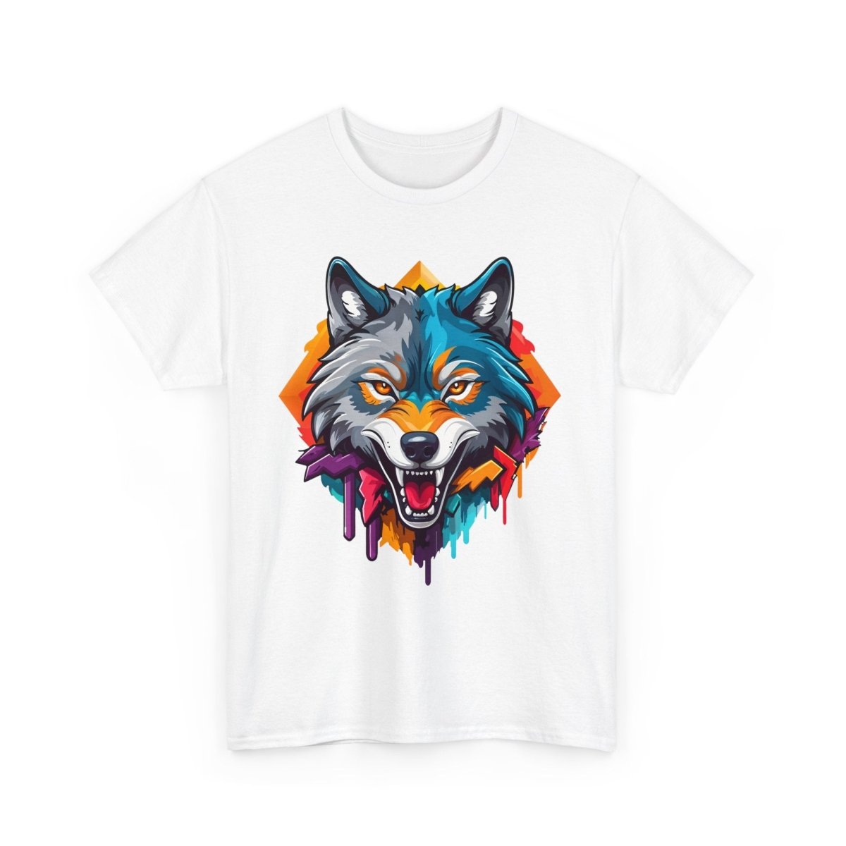 Farbenfrohes Wolf T - Shirt - Kunstvoller Druck - TeeGerDesign - T - Shirt - Crew neck