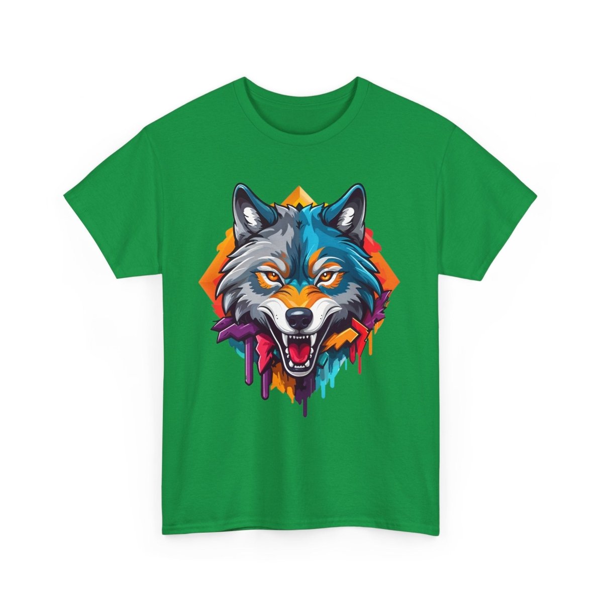 Farbenfrohes Wolf T - Shirt - Kunstvoller Druck - TeeGerDesign - T - Shirt - Crew neck