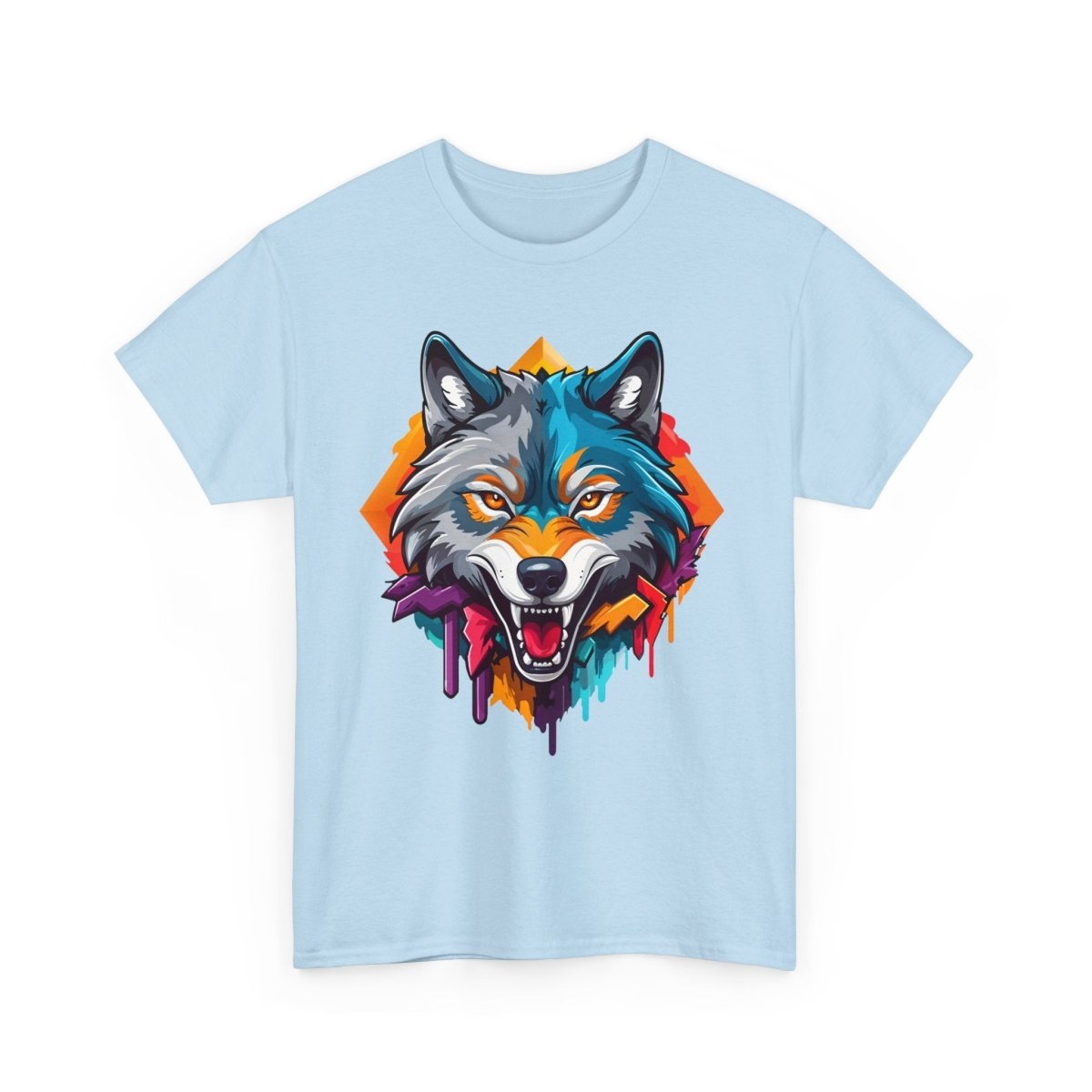 Farbenfrohes Wolf T - Shirt - Kunstvoller Druck - TeeGerDesign - T - Shirt - Crew neck