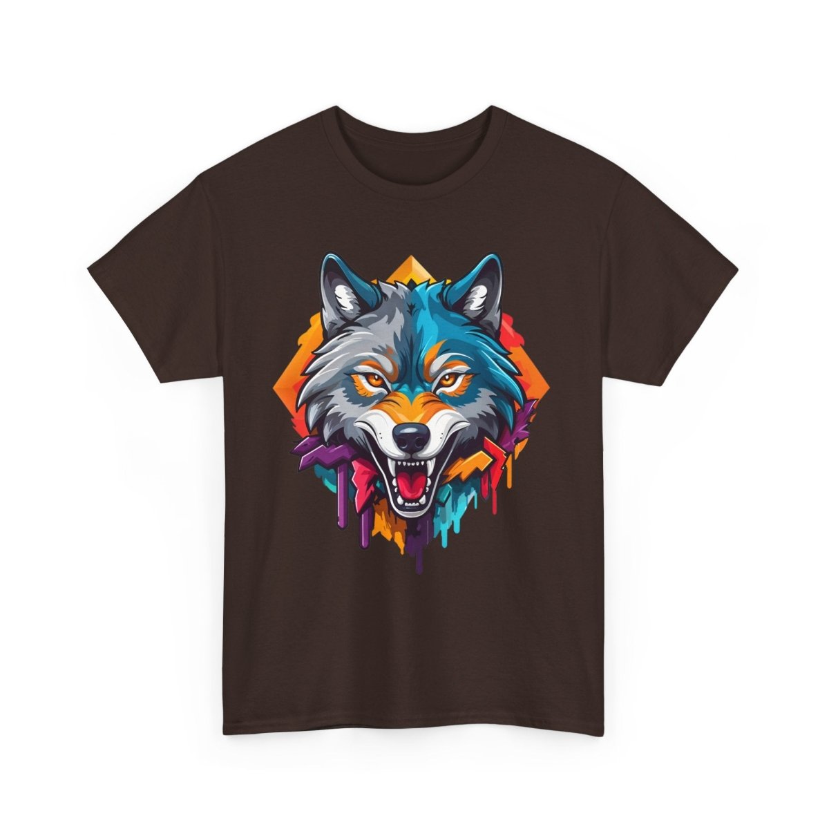 Farbenfrohes Wolf T - Shirt - Kunstvoller Druck - TeeGerDesign - T - Shirt - Crew neck