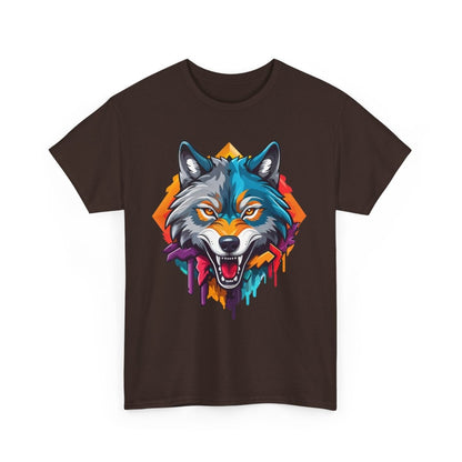 Farbenfrohes Wolf T - Shirt - Kunstvoller Druck - TeeGerDesign - T - Shirt - Crew neck