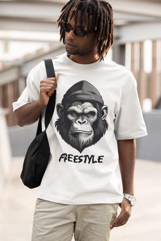 Freestyle Affen T - Shirt - Einzigartiges Design für Hip - Hop Fans - TeeGerDesign - T - Shirt - Crew neck