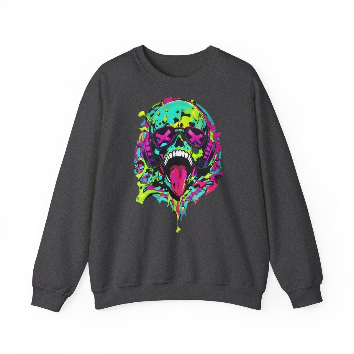 Futuristisches Sweatshirt mit Totenkopfaufdruck im Cyberpunk Style - TeeGerDesign - Sweatshirt - Crew neck