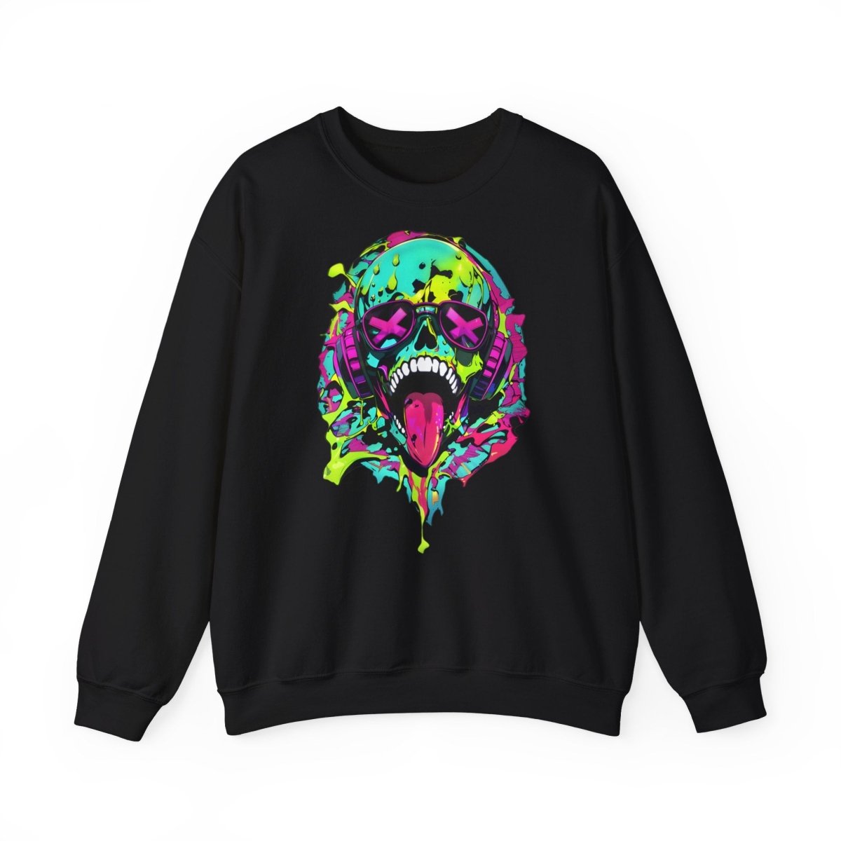 Futuristisches Sweatshirt mit Totenkopfaufdruck im Cyberpunk Style - TeeGerDesign - Sweatshirt - Crew neck