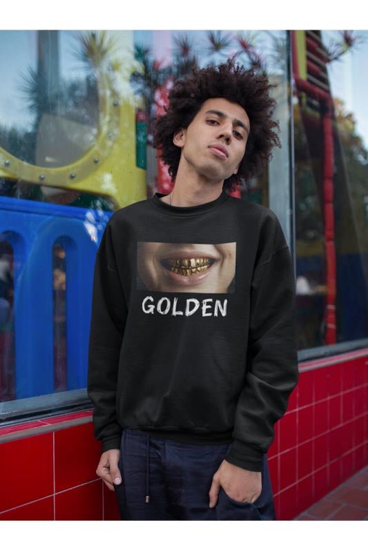 Golden Grill Sweatshirt – Luxurious Style & Unique Design - TeeGerDesign - Sweatshirt - Crew neck