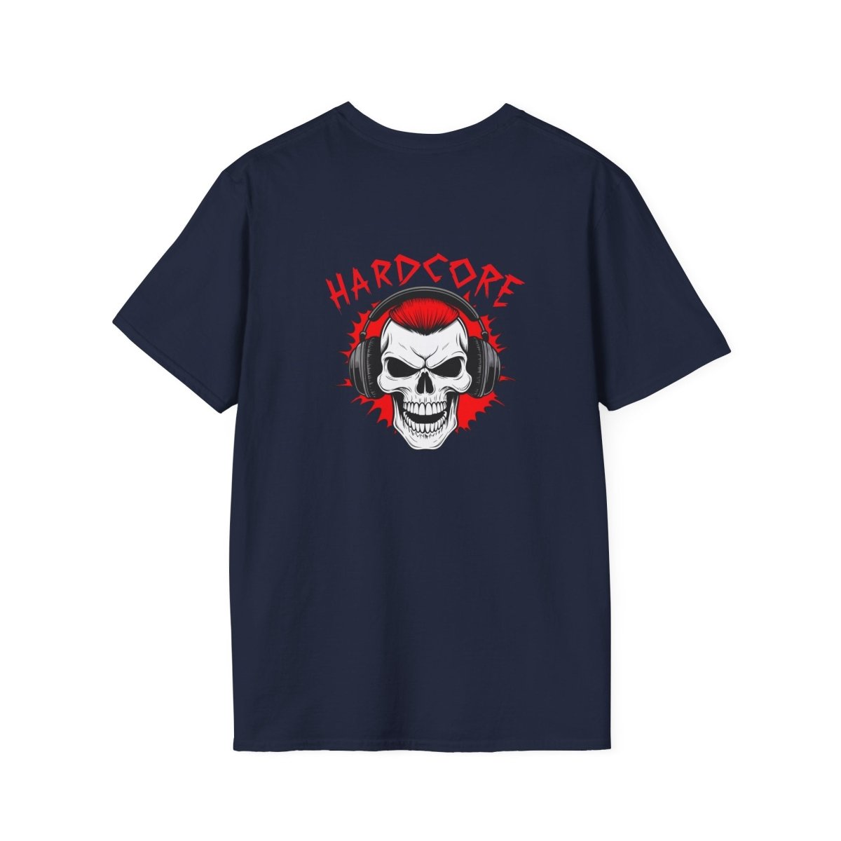 Hardcore Musik T-Shirt – Totenkopf mit Kopfhörern - Rücken - TeeGerDesign - T-Shirt - Cotton