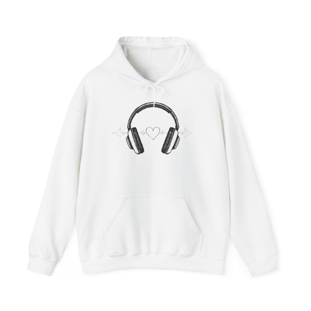 Headphones on Heart Sketch T-Shirt - TeeGerDesign - Hoodie - DTG