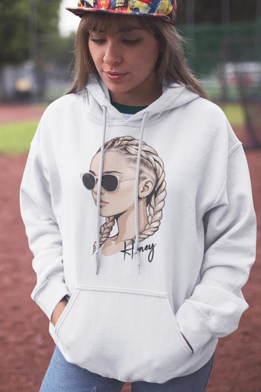 Honey Hoodie - Girl with Cornrows Logo - TeeGerDesign - Hoodie - DTG