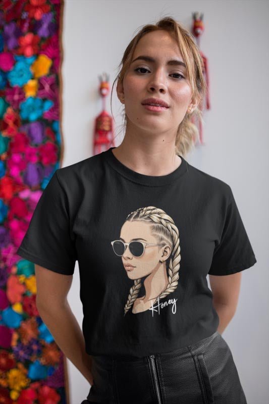 Honey T - Shirt mit Cornrow Dame - TeeGerDesign - T - Shirt - Crew neck