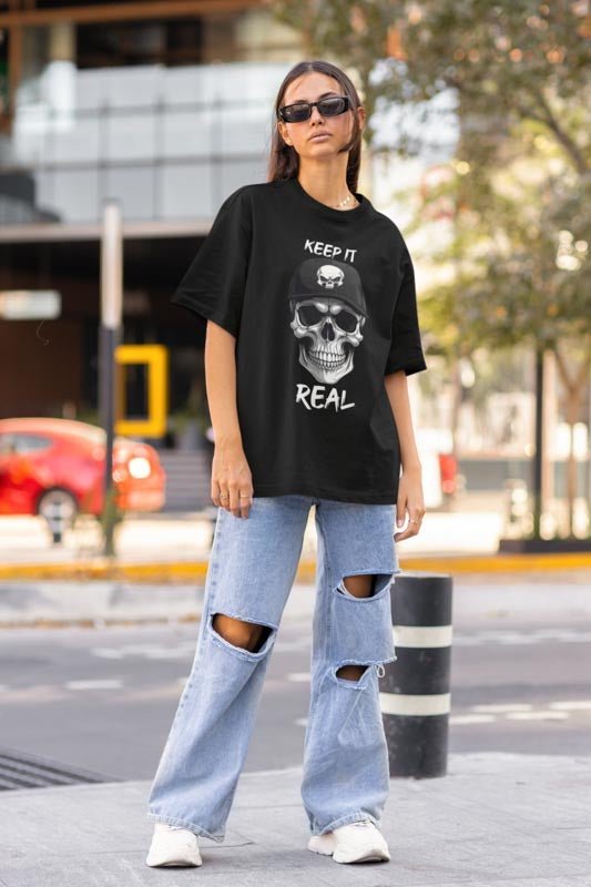 Keep It Real Skull Shirt - Trendy Totenkopf T - Shirts - TeeGerDesign - T - Shirt - Crew neck