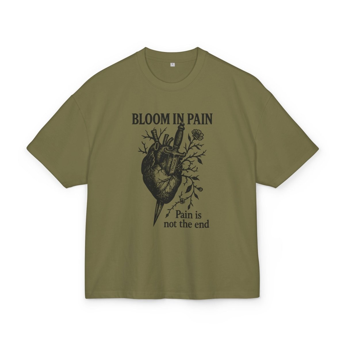 Liam TeeGer Bloom in Pain - Oversized Heart & Dagger Frontprint Shirt - TeeGerDesign - T-Shirt - BY163