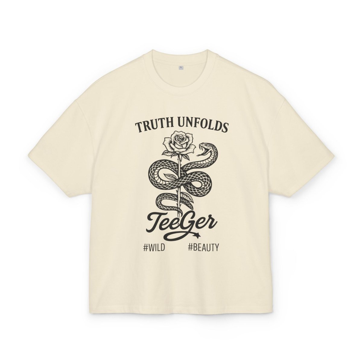 Liam TeeGer Truth Unfolds - Oversized Snake & Rose Frontprint Shirt - TeeGerDesign - T-Shirt - BY163