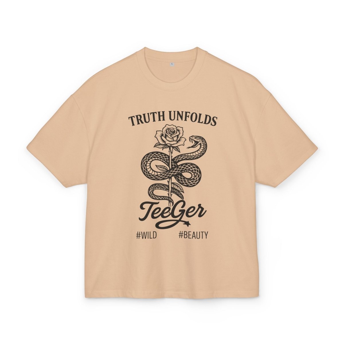 Liam TeeGer Truth Unfolds - Oversized Snake & Rose Frontprint Shirt - TeeGerDesign - T-Shirt - BY163