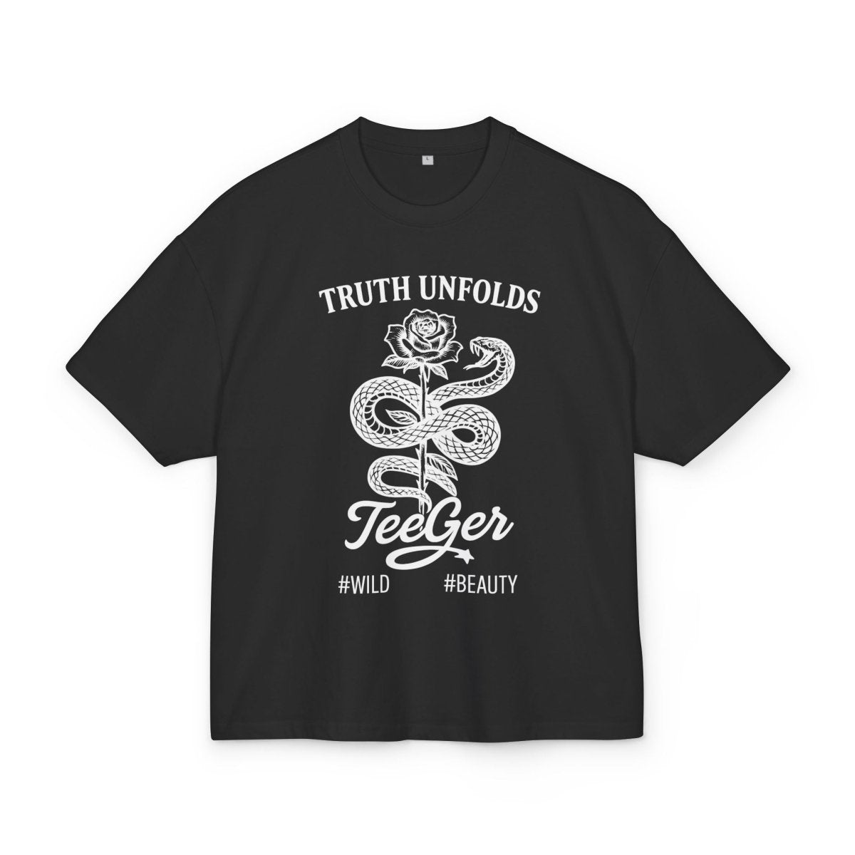 Liam TeeGer Truth Unfolds - Oversized Snake & Rose Frontprint Shirt - TeeGerDesign - T-Shirt - BY163