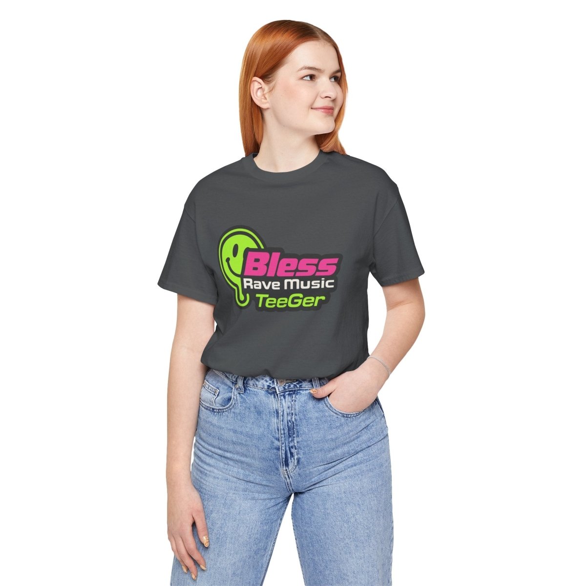 Maddy TeeGer Bless Rave Music - Neon Acid Frontprint Shirt - TeeGerDesign - T-Shirt - 3001