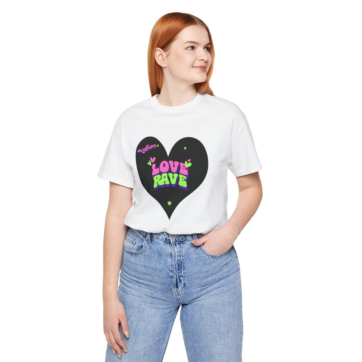 Maddy TeeGer Love Rave - Heart Pop Frontprint Shirt - TeeGerDesign - T-Shirt - 3001