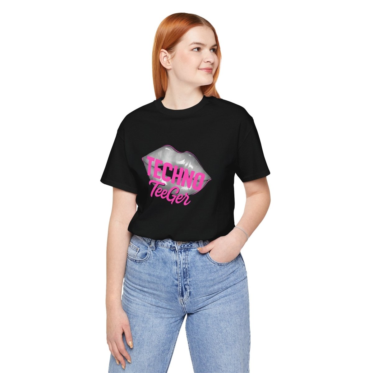 Maddy TeeGer Techno Lips - Neon Kiss Frontprint Shirt - TeeGerDesign - T-Shirt - 3001
