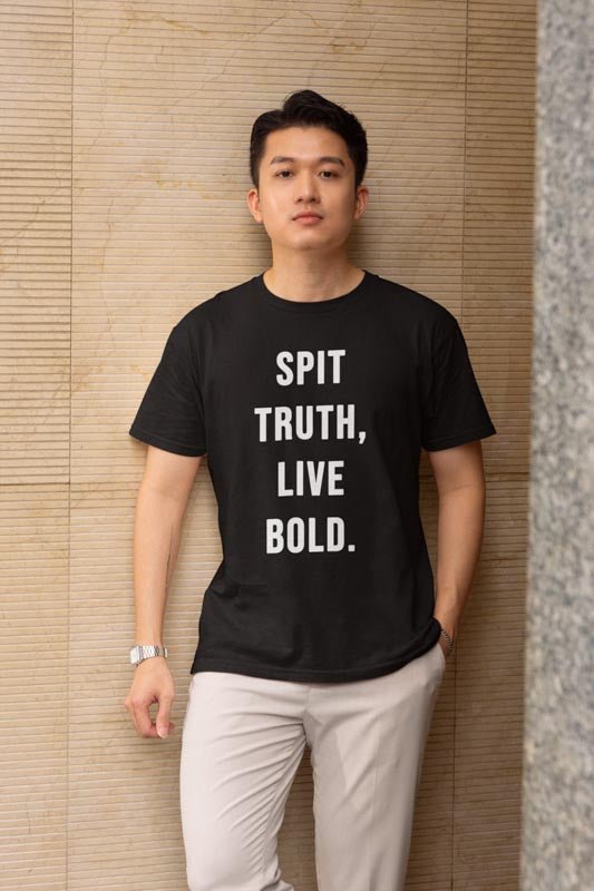 Motto T - Shirt SPIT TRUTH, LIVE BOLD. - TeeGerDesign - T - Shirt - Crew neck