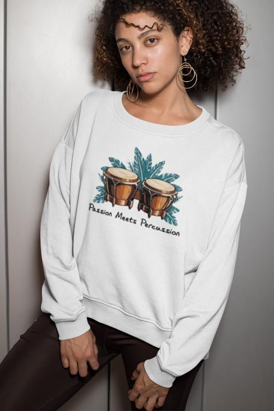 Stylisches Bongo Sweatshirt - Passion für Trommler - TeeGerDesign - Sweatshirt - Crew neck