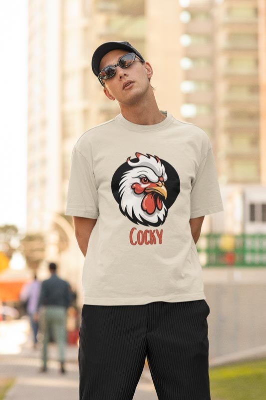 Stylisches Hahn T - Shirt – Cocky Aufdruck für einen selbstbewussten Look - TeeGerDesign - T - Shirt - Crew neck