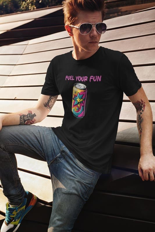 T - Shirt mit bunter Dose Fuel your fun - TeeGerDesign - T - Shirt - Cotton