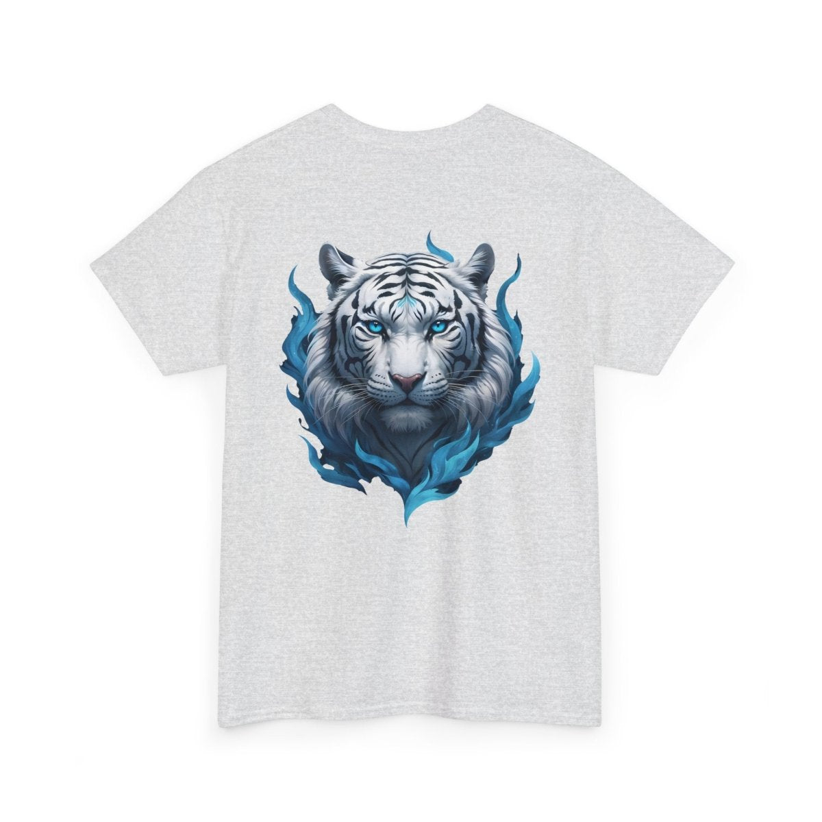 Tiger mit Blauer Flamme T - Shirt und minimalistischem TeeGer Schriftzug - TeeGerDesign - T - Shirt - Brand