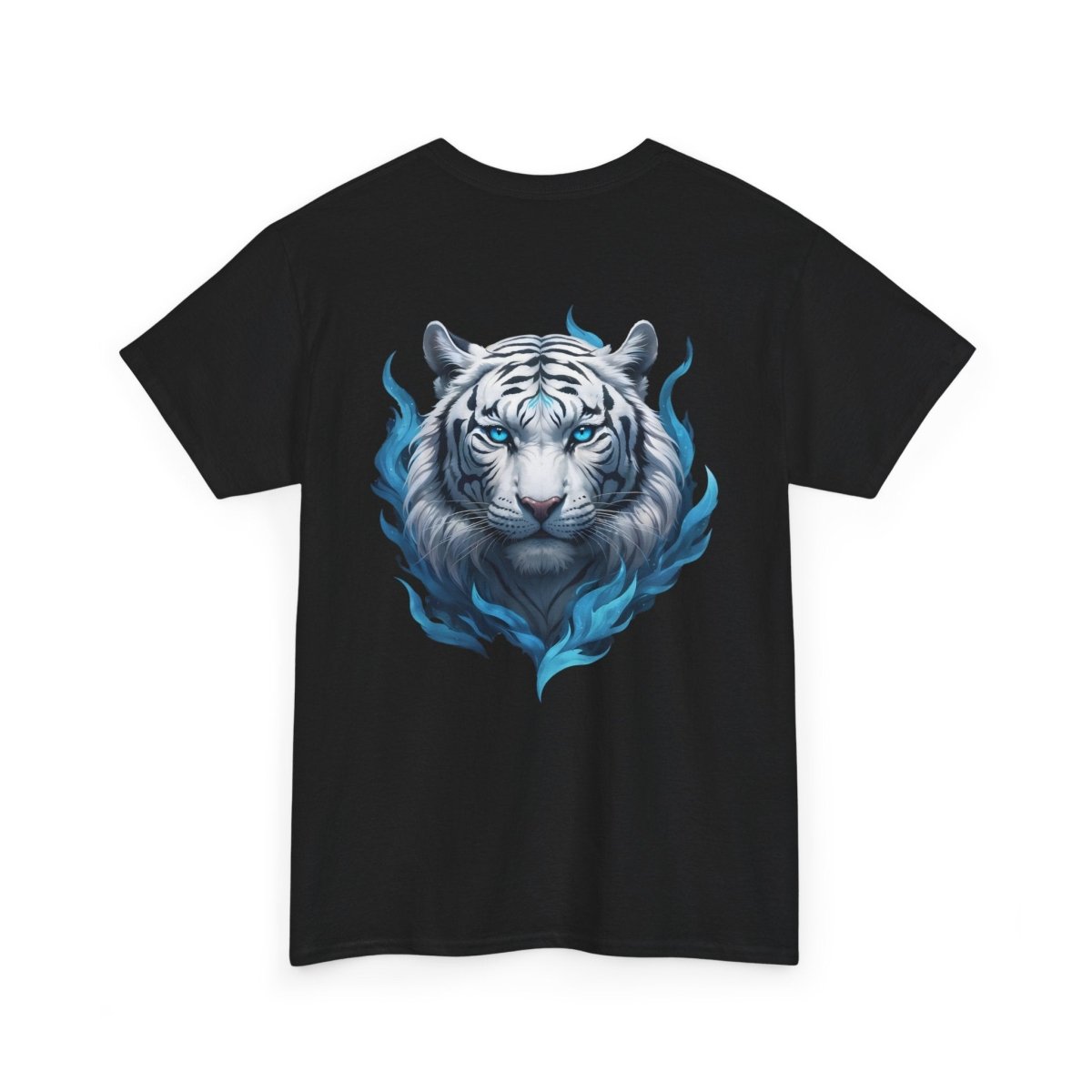 Tiger mit Blauer Flamme T - Shirt und minimalistischem TeeGer Schriftzug - TeeGerDesign - T - Shirt - Brand