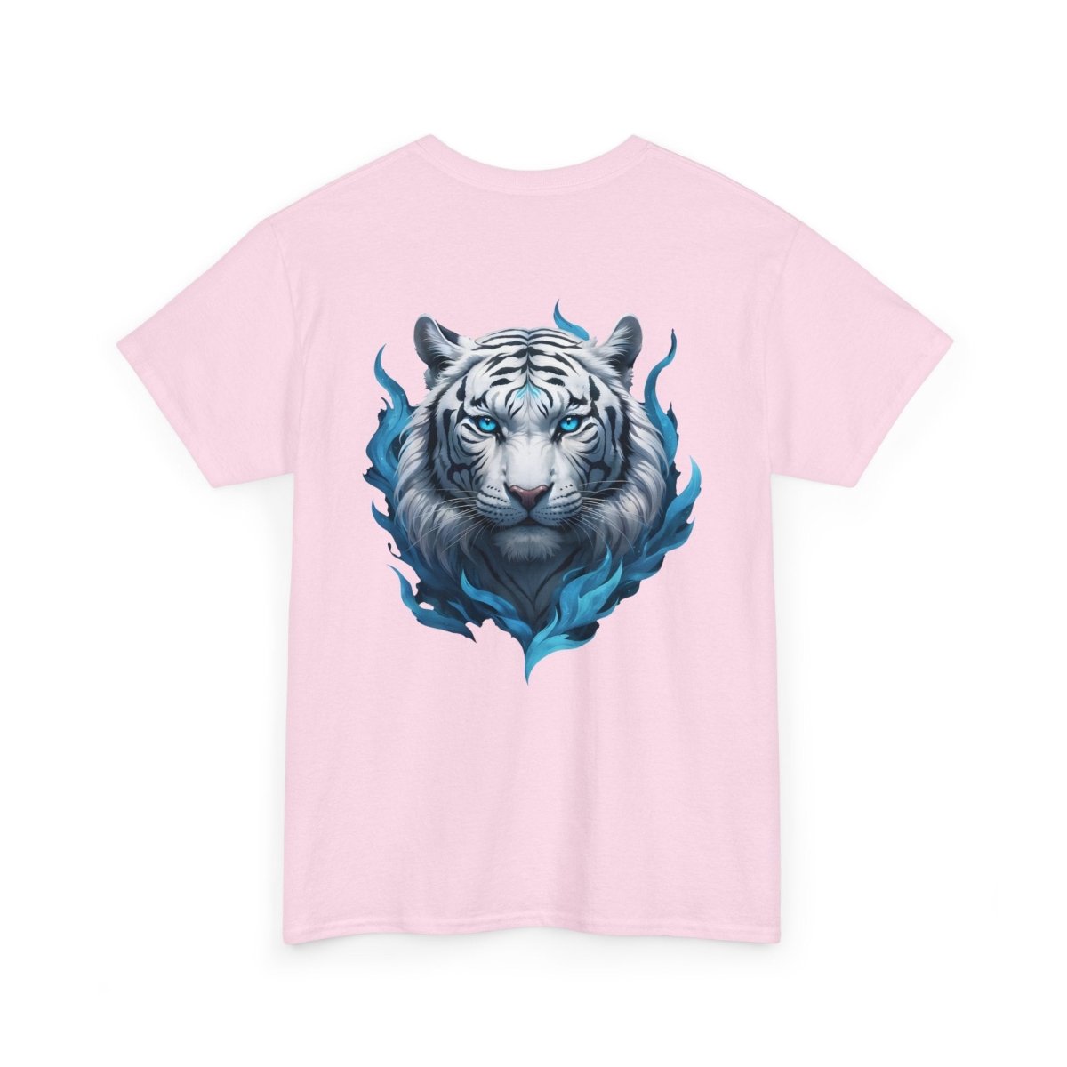 Tiger mit Blauer Flamme T - Shirt und minimalistischem TeeGer Schriftzug - TeeGerDesign - T - Shirt - Brand