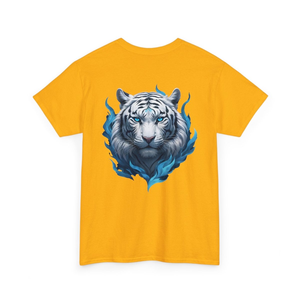 Tiger mit Blauer Flamme T - Shirt und minimalistischem TeeGer Schriftzug - TeeGerDesign - T - Shirt - Brand