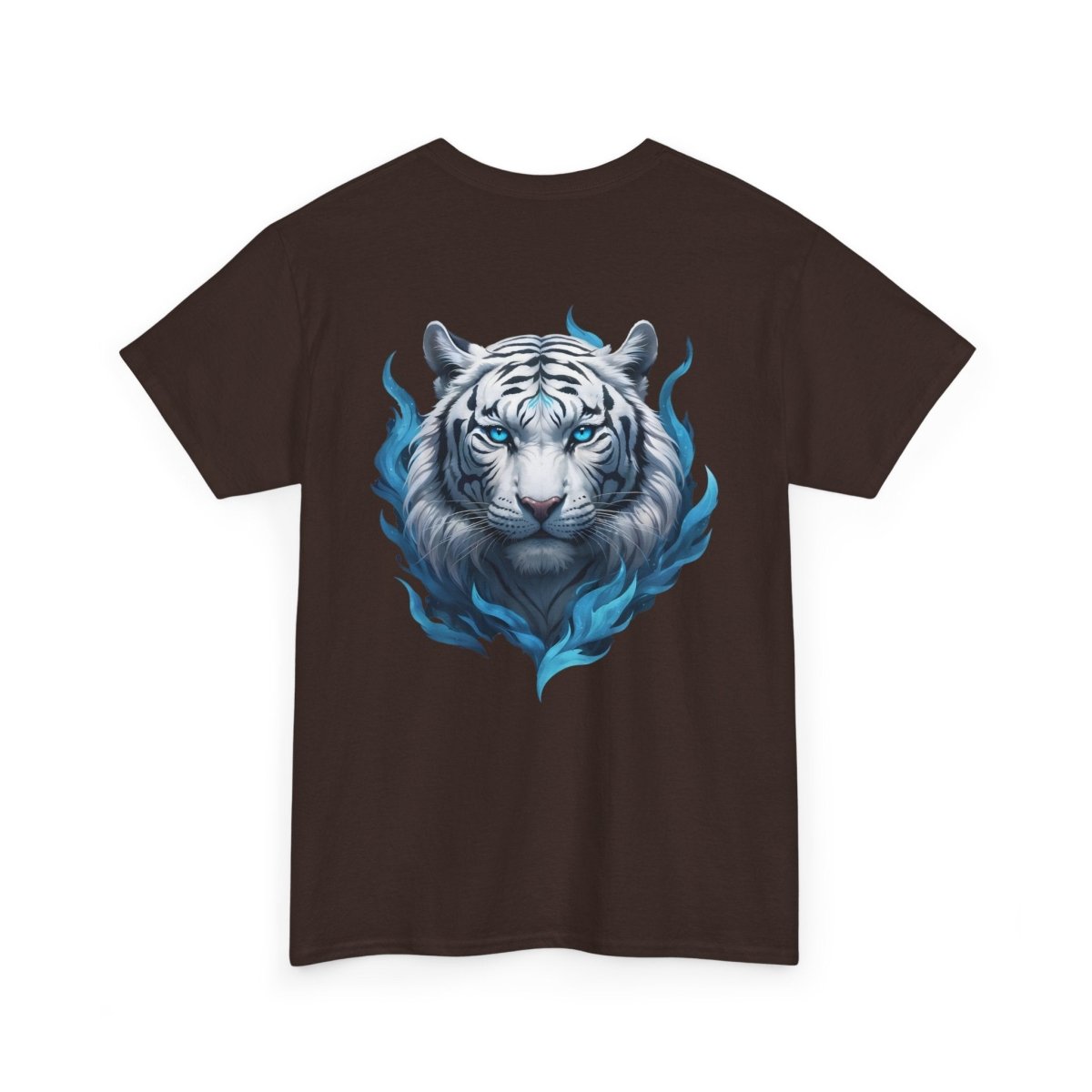 Tiger mit Blauer Flamme T - Shirt und minimalistischem TeeGer Schriftzug - TeeGerDesign - T - Shirt - Brand