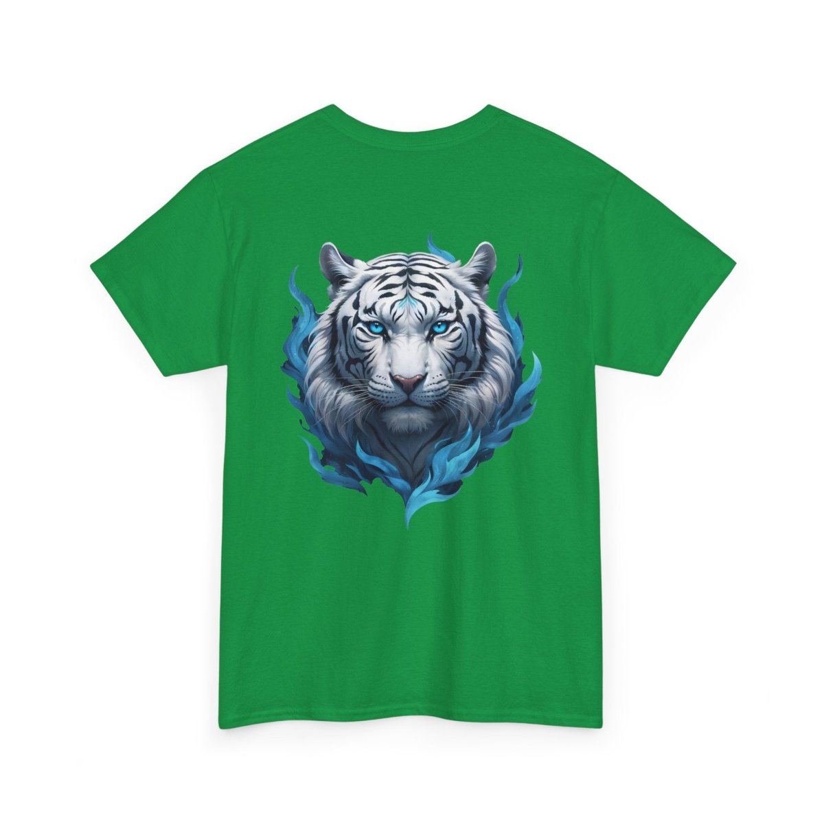 Tiger mit Blauer Flamme T - Shirt und minimalistischem TeeGer Schriftzug - TeeGerDesign - T - Shirt - Brand