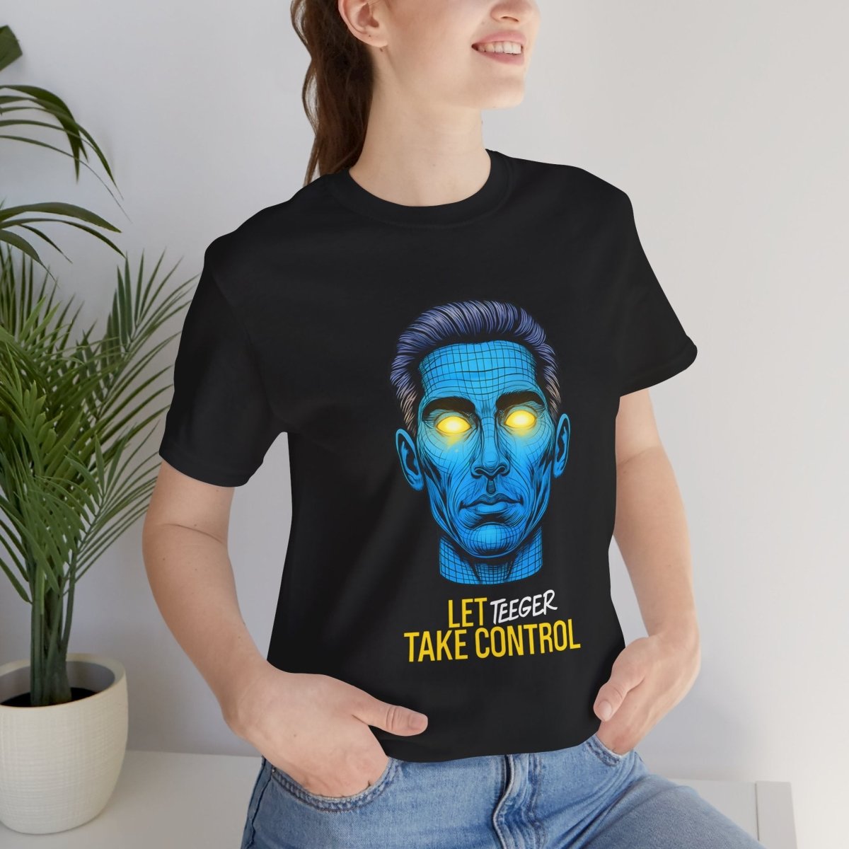 Tina TeeGer Let The Music Take Control - Cyber Head Frontprint Shirt - TeeGerDesign - T-Shirt - 3001