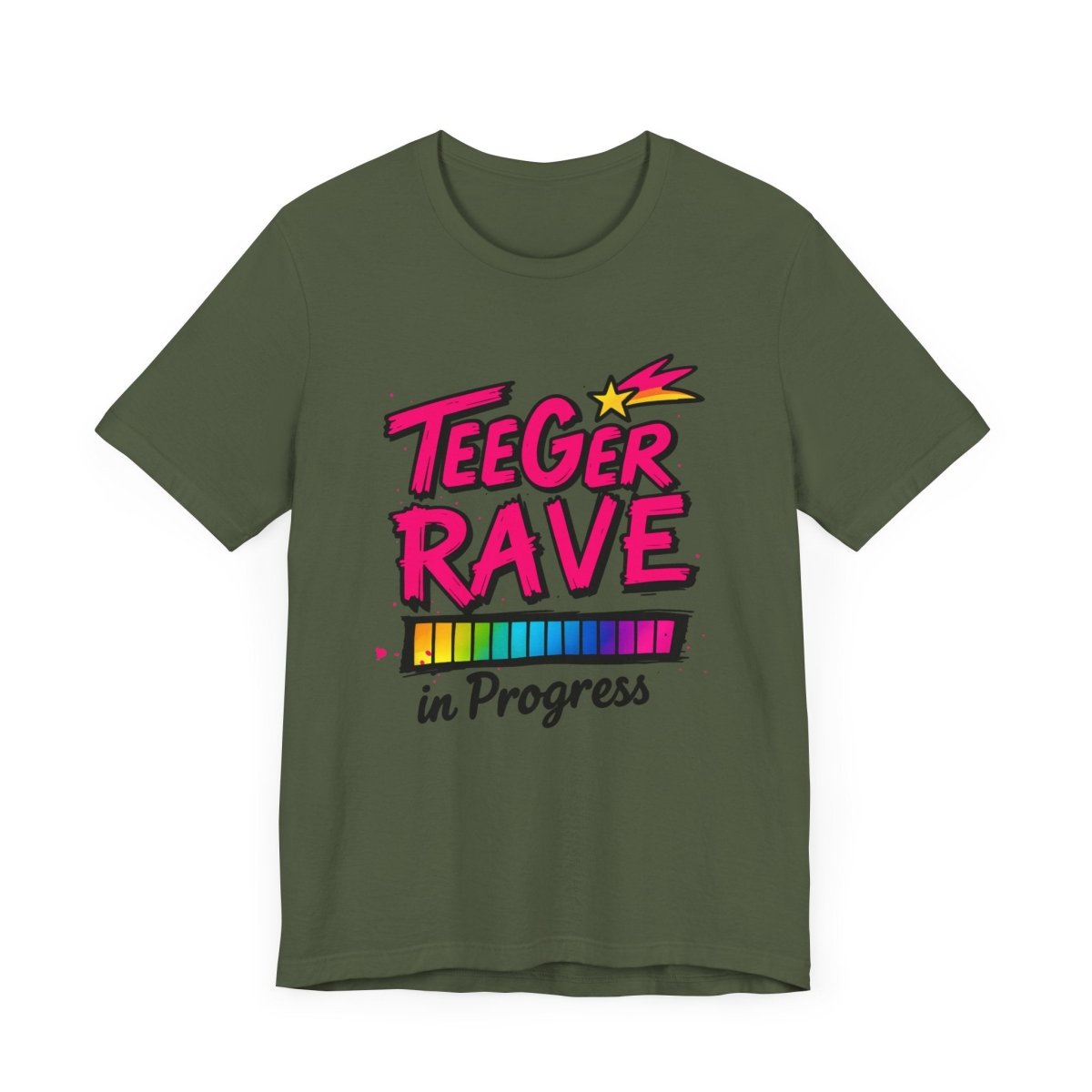 Tina TeeGer Rave in Progress - Neon Loading Bar Frontprint Shirt - TeeGerDesign - T-Shirt - 3001