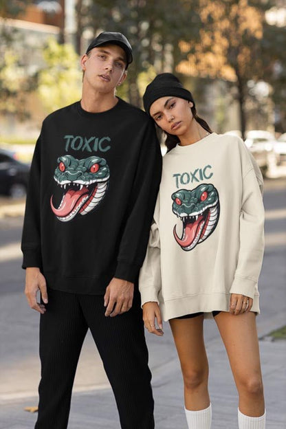 Toxic Snake Logo Sweatshirt – Edgy Fashion Statement - TeeGerDesign - Sweatshirt - Crew neck