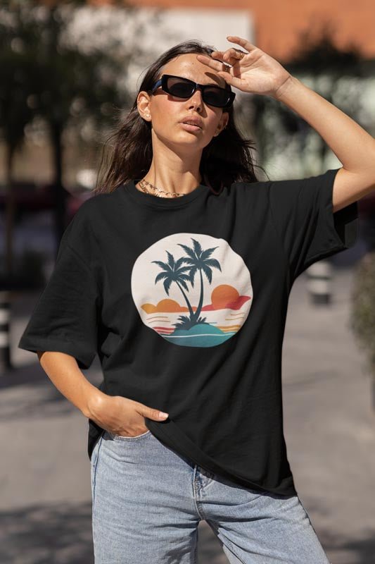 Trendiges Sommer T - Shirt mit Palmen - TeeGerDesign - T - Shirt - Crew neck