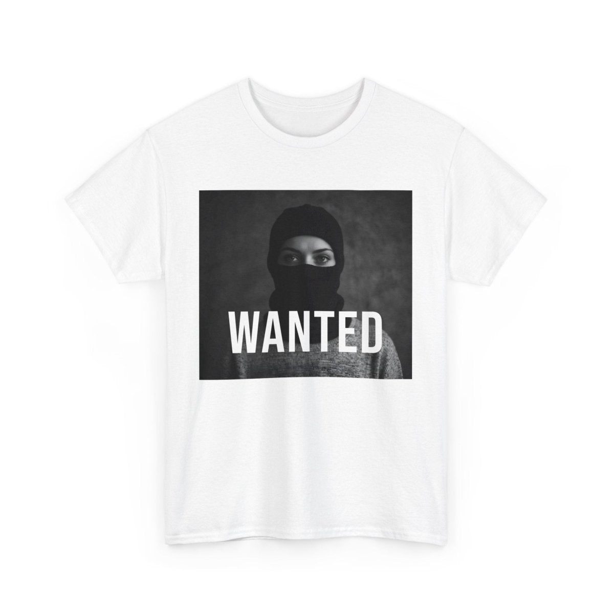 Wanted T - Shirt mit maskierter Frau - TeeGerDesign - T - Shirt - Crew neck